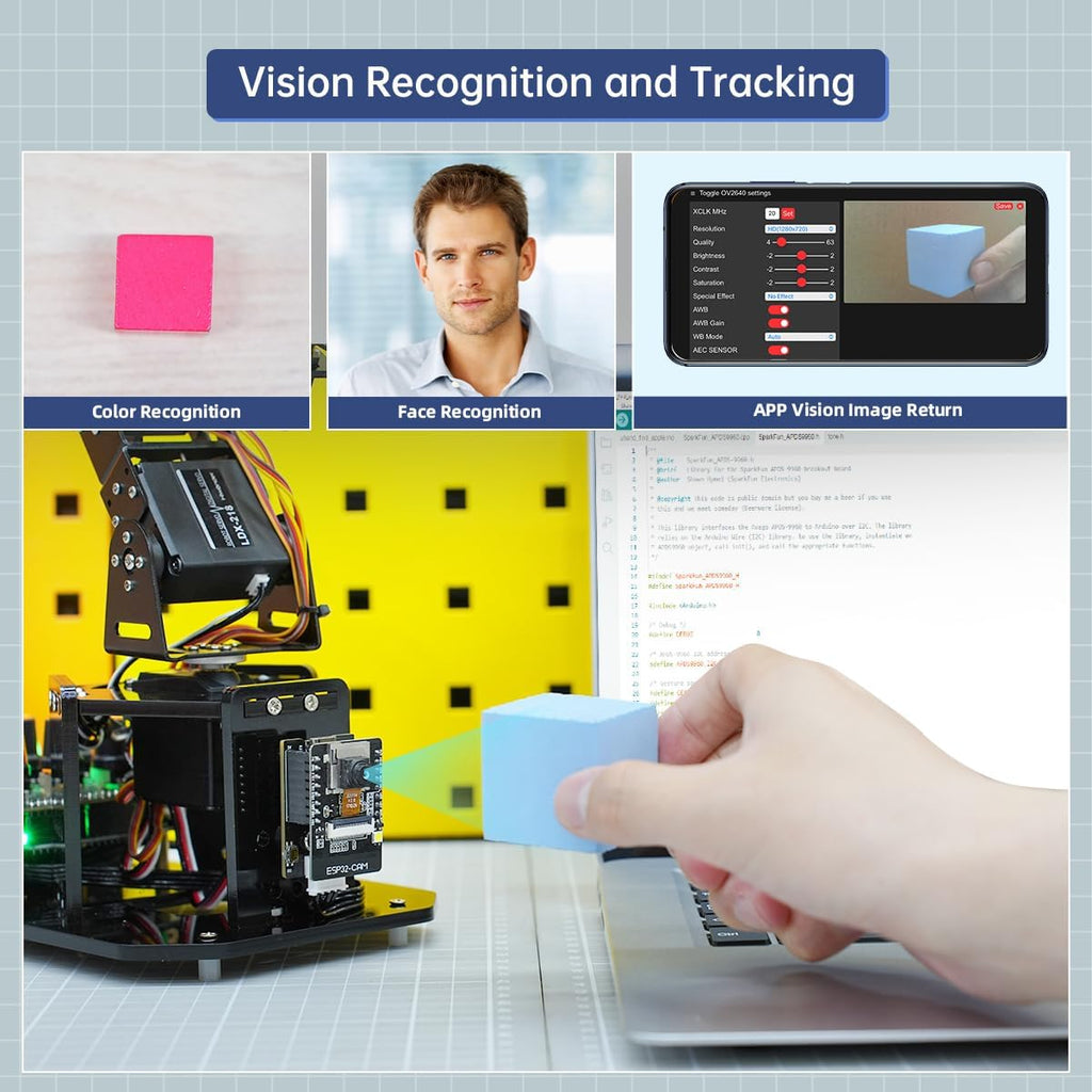Robotic Arm with Arduino 5DOF/Axis AI Smart Robot Arm Open Source STEM Educational Building Robotics & Engineering