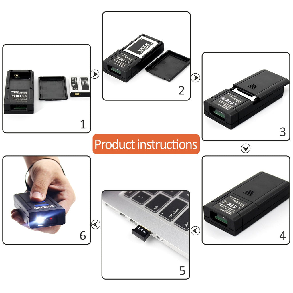 Bluetooth Wireless Barcode Scanner,Compatible with Bluetooth Function & 2.4GHz Wireless, Portable Barcode Reader Work