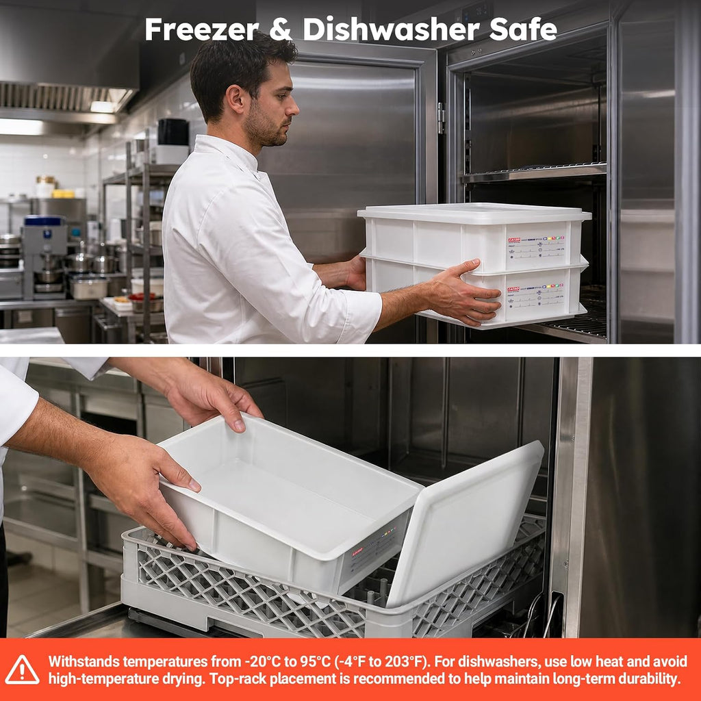 Pizza Dough Proofing Box with Lid, Commercial Food Grade Stackable Bread Proofing Container with Label Sticker & 2