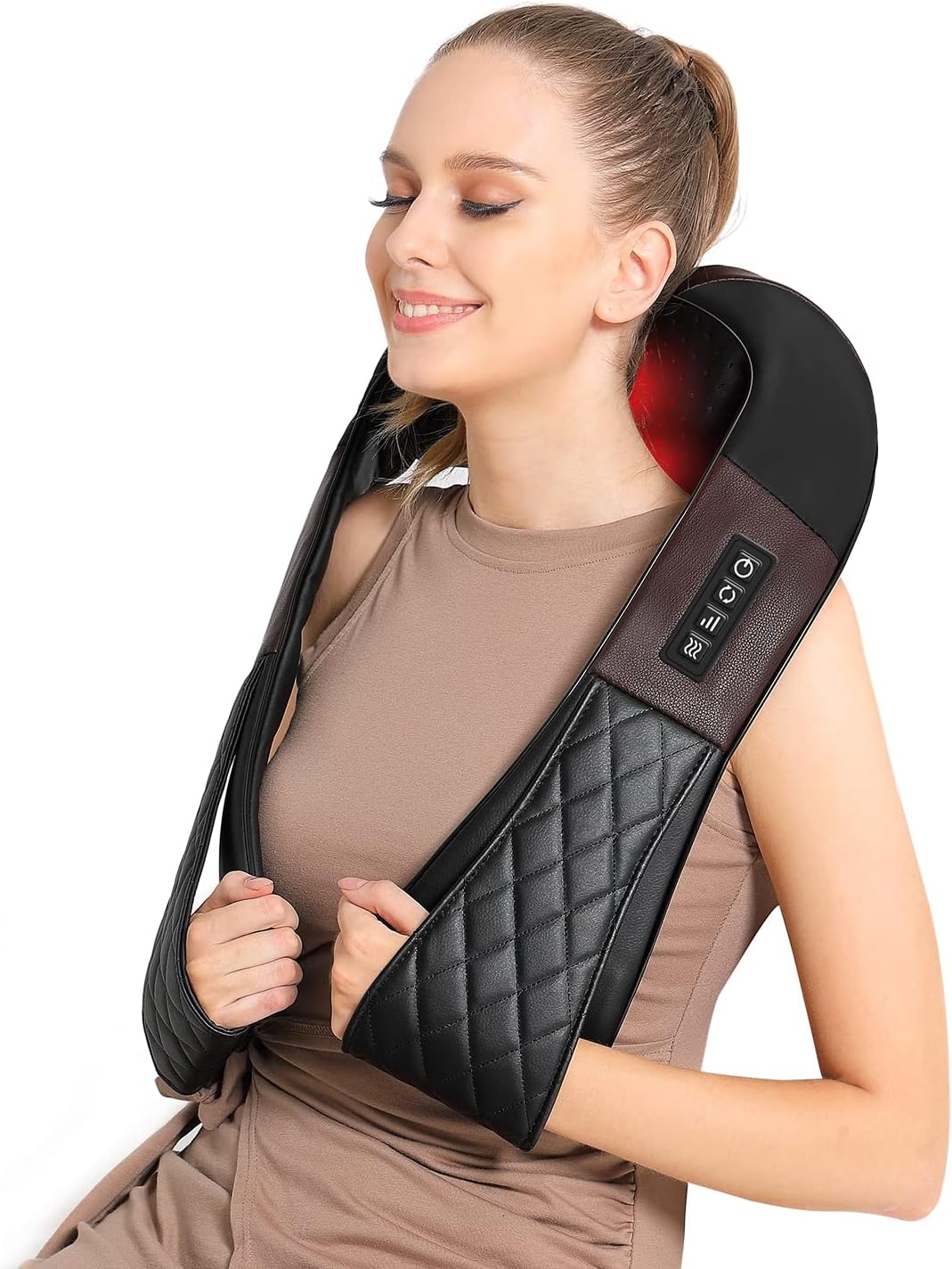 Shiatsu Neck and Back Massager with Heat, Electric Deep Tissue 4D Kneading Massage Pillow for Shoulder, Leg, Body