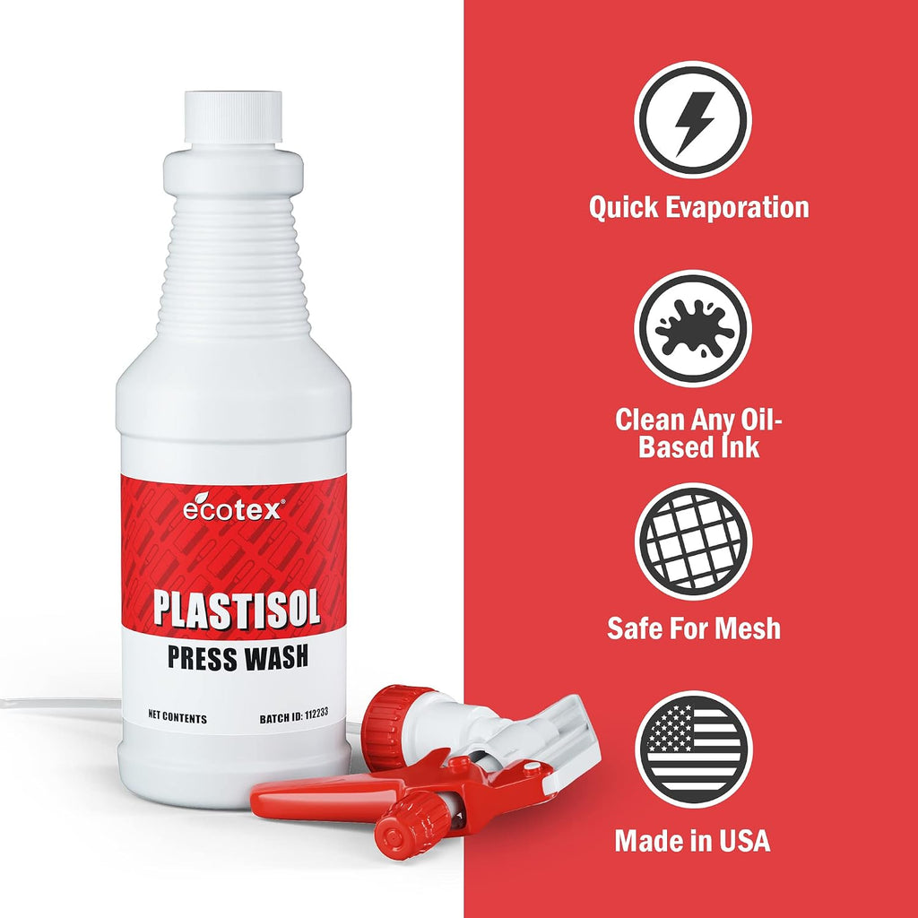 Ecotex Screen Printing Cleaning Kit - Press Wash, Emulsion & Haze Remover | Includes 1 Pt Plastisol Press Wash, 1 Pt