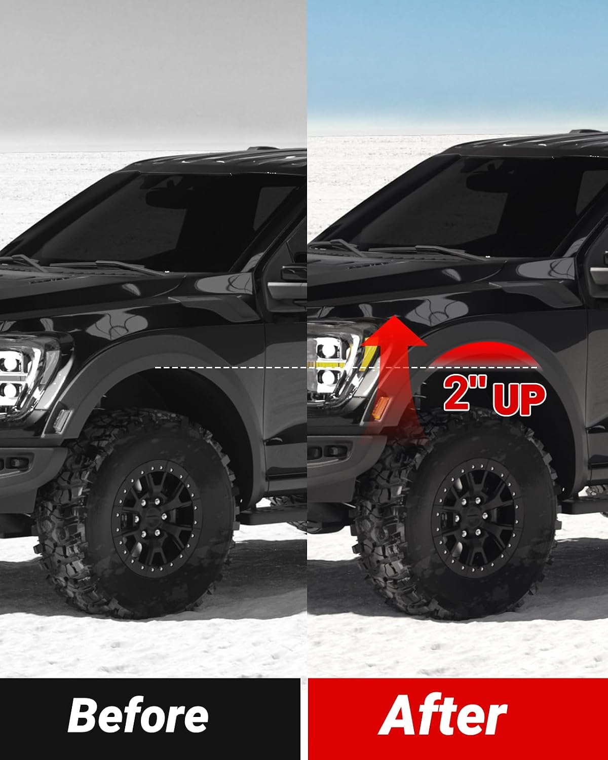 EVIL ENERGY 2" Front Leveling Lift Kit Suspension Strut Spacers, Black