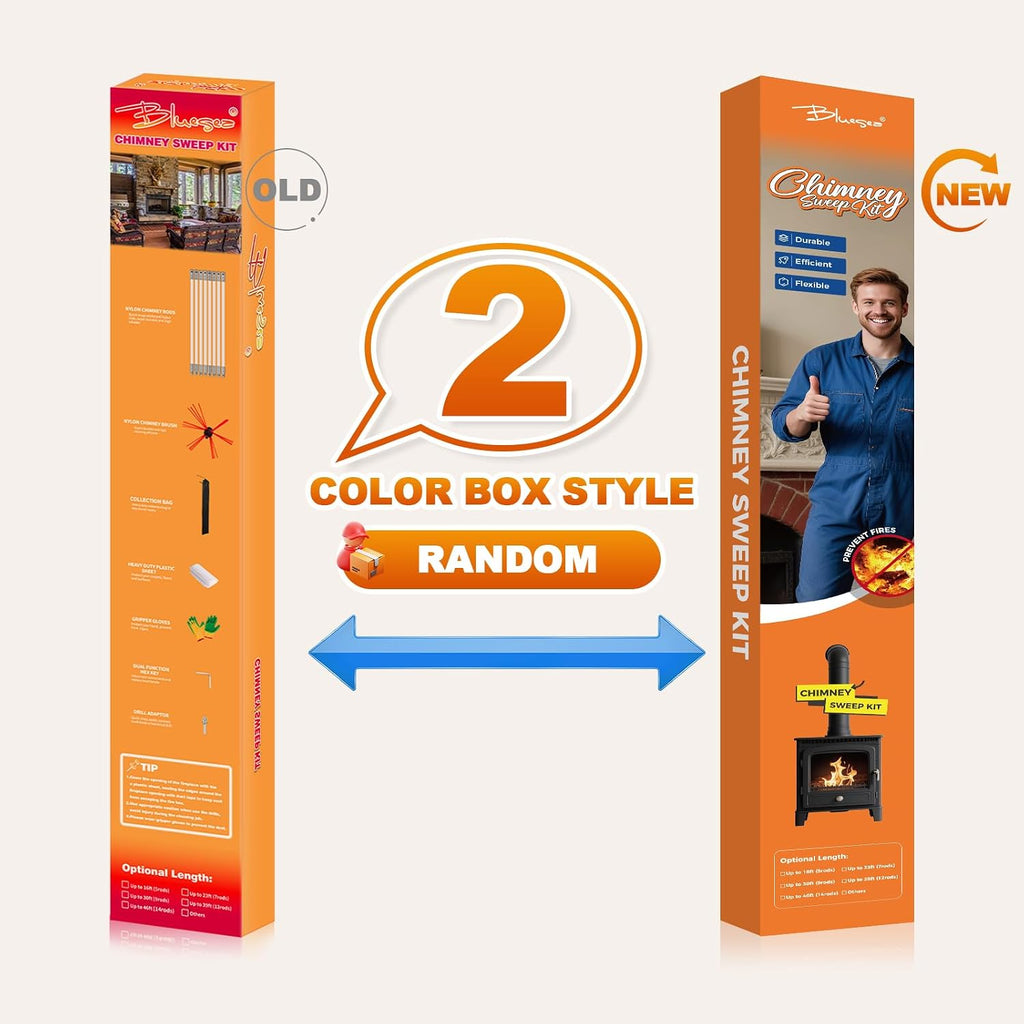 30FT Ergonomic Chimney Sweep Kit, Strong Brush & 9 Flexible Rods