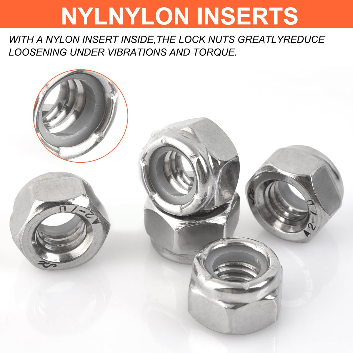 5/16-18 Locknuts - 80Pcs Nylon Insert Lock Nuts,304 Stainless Steel