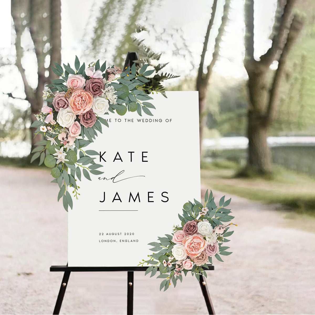 Pink Wedding Arch Flowers Set of 2