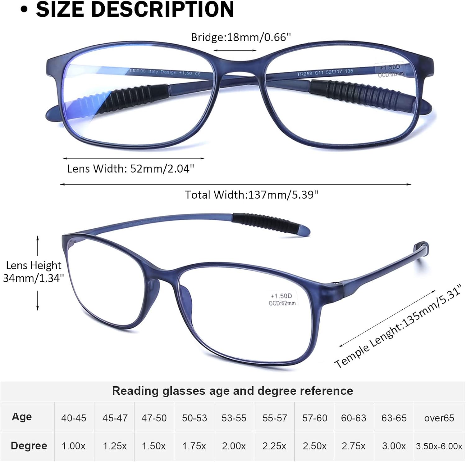 Blue Light Blocking Reading Glasses Women Men, Lightweight Flexible TR90 Computer Readers Unbreakable Cheaters Glasses