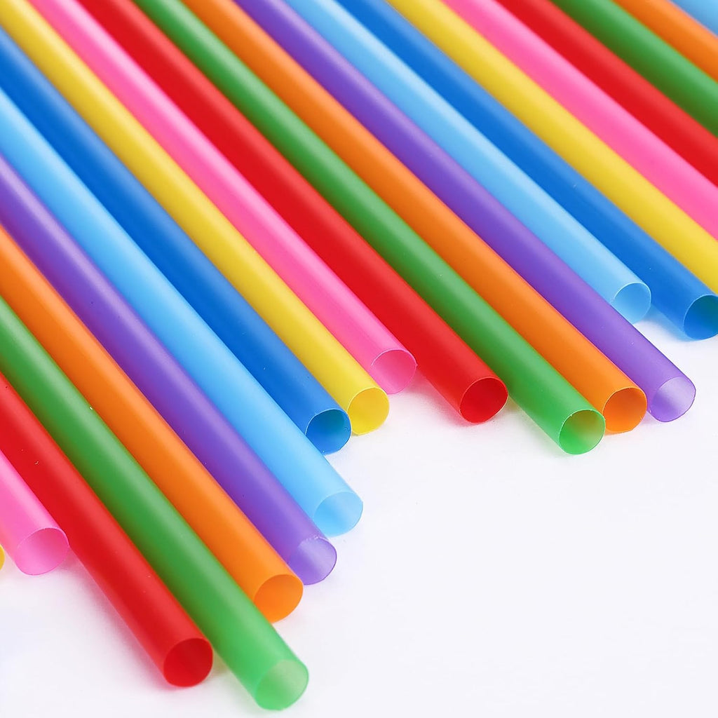 10.3" Disposable Plastic Drinking Straws, 250 Pack, Colorful