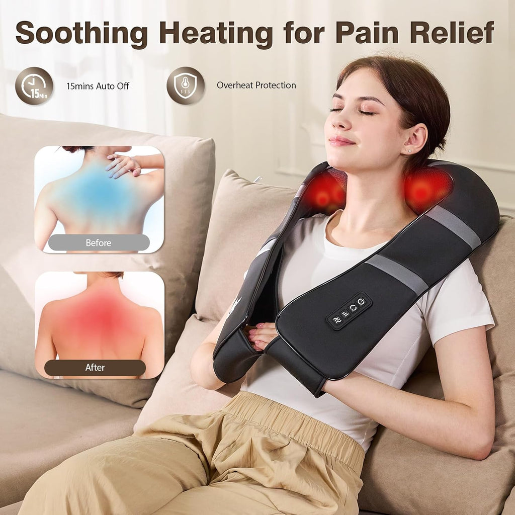 Neck Massager with Heat - Back and Neck Massager for Pain Relief Deep Tissue Shiatsu Kneading Massage Pillow, Neck