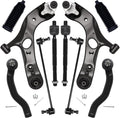 AUQDD 10Pc Front End Suspension Kit Fit For 2006-2018 To-yota RAV4, 2 Lower Control Arm w/Ball Joint 2 Sway Bar Link 4 Outer & Inner Tie Rod End (# K620586 K620587 K750043 EV800328 ES800053 ES800054)