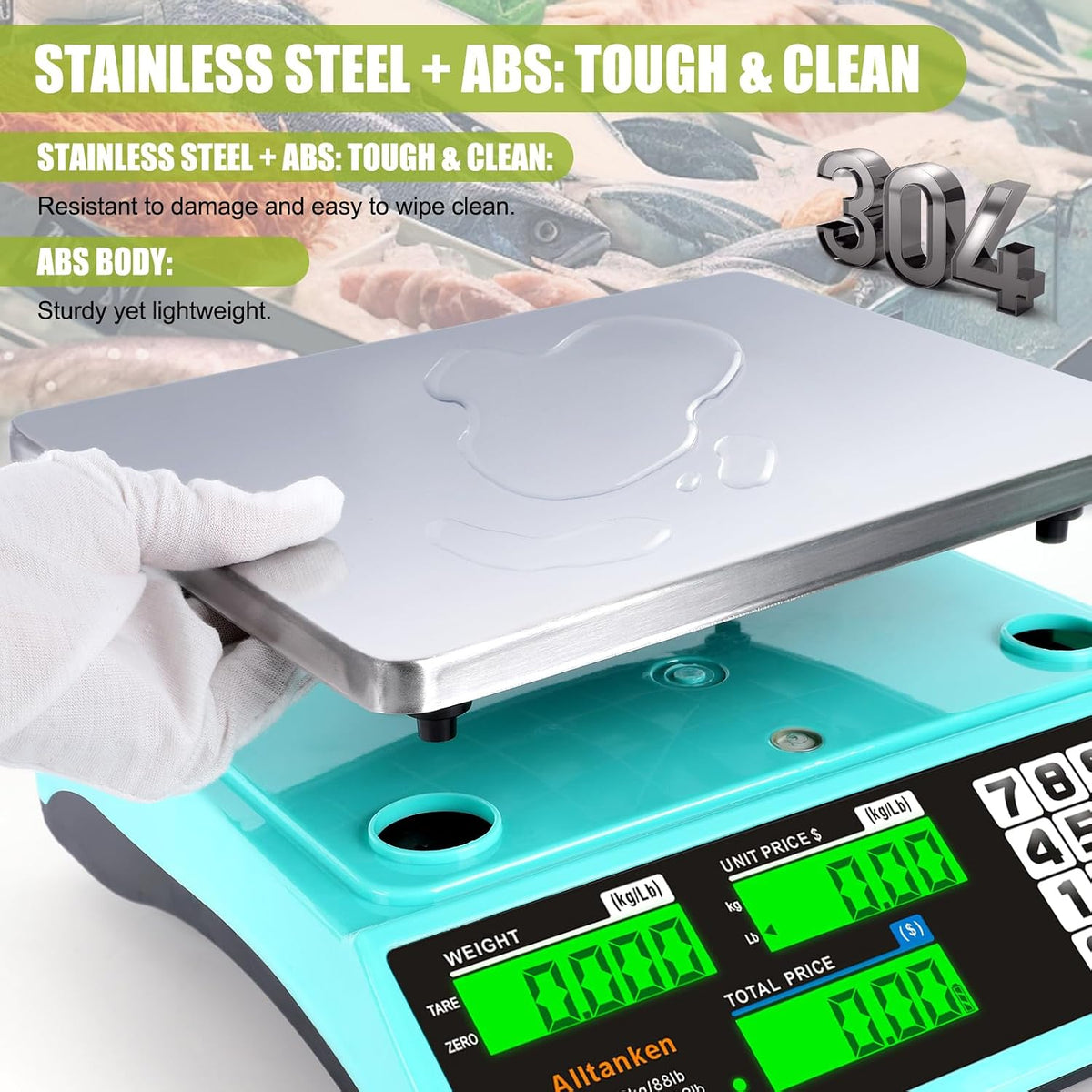 88lb/40kg Commercial Food Scale, Digital Price Computing Scale