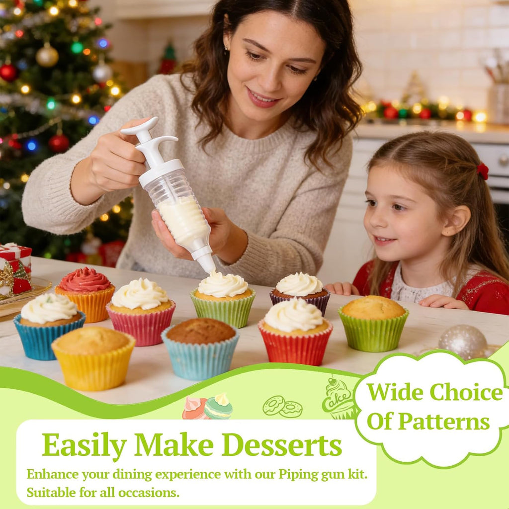 Cake Decorating Kit, Icing Gun with 8 Piping Tips for Cupcakes