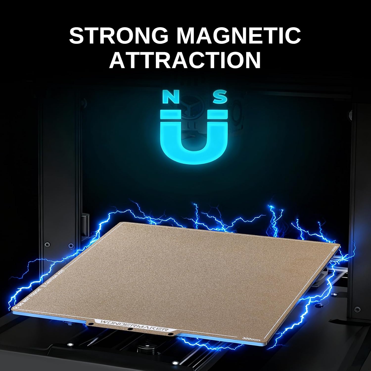 x WonderMaker ZR Double Sided PEI Spring Steel 300×300mm Build Plate, Textured PEI Magnetic Flexible Heated Bed, High