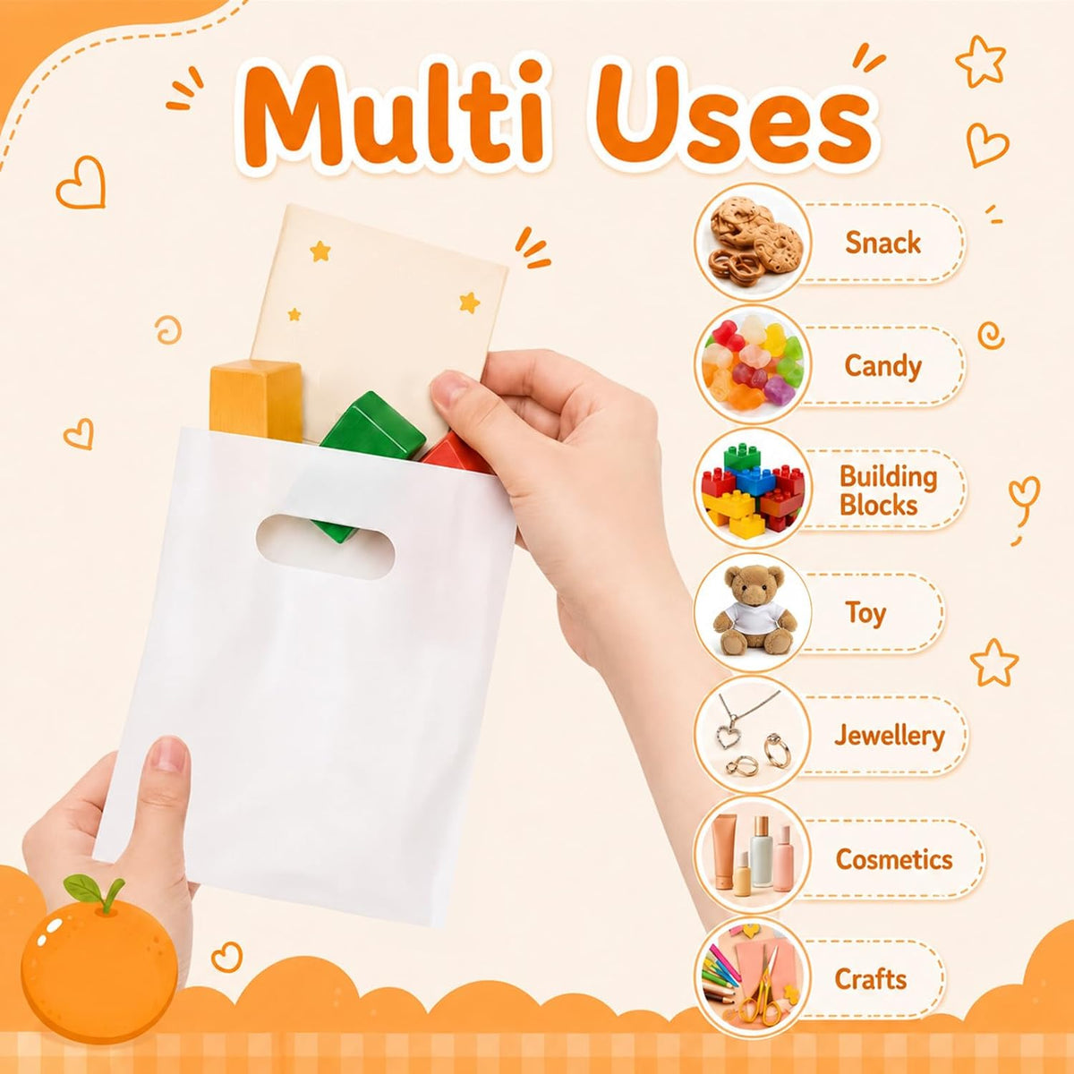 400 Pcs White Plastic Gift Bags 6"x8" Bags for Small Business