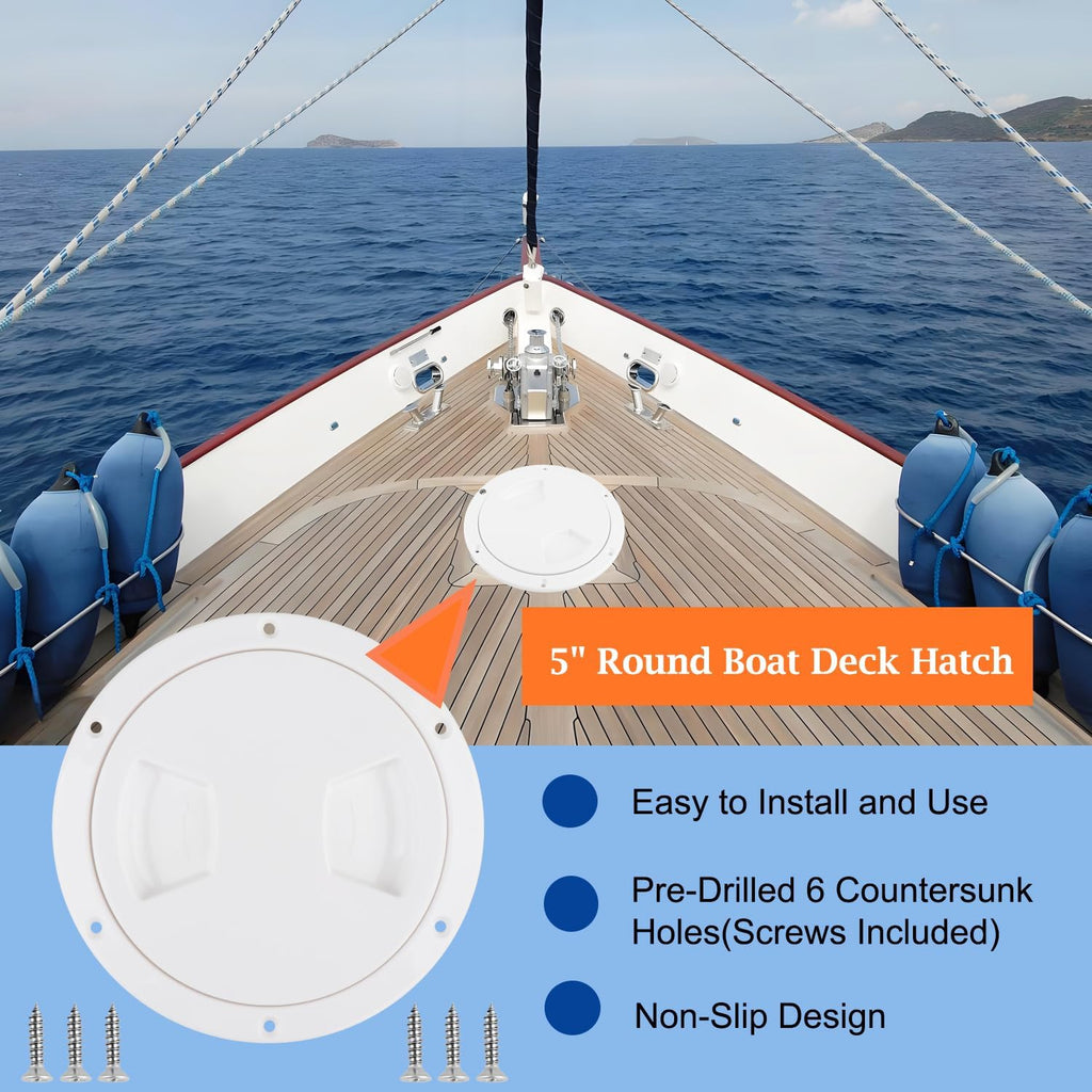 5inch Boat Hatch, Round Non Slip Deck Plate Hatch for Boats
