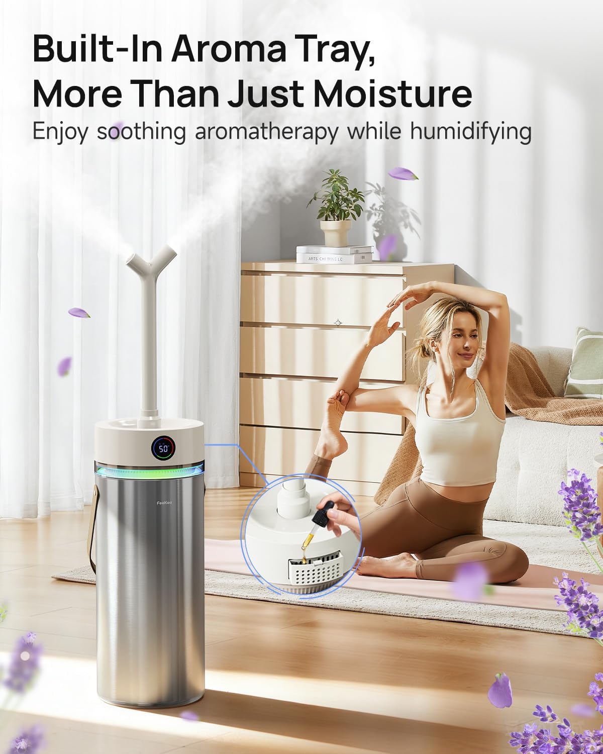 Stainless Steel Humidifier, 8L/2.1Gal Cool Mist Humidifiers for Bedroom, Easy to Clean Humidifier Large Room with