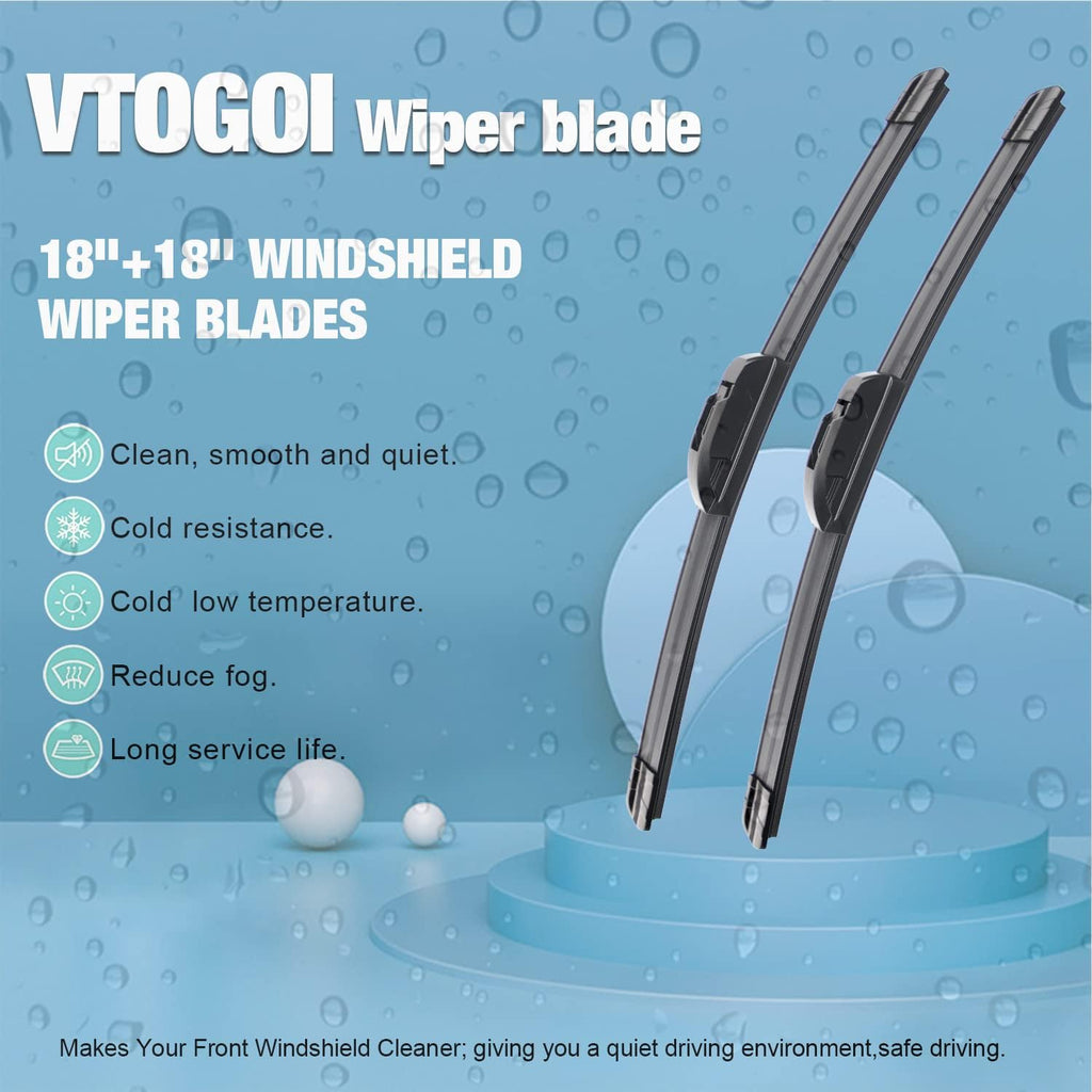 OEM Quality 18''+18'' Windshield Wiper Blades,Premium All-Seasons J-Hook Replacement Wiper Blades (2 Pack)
