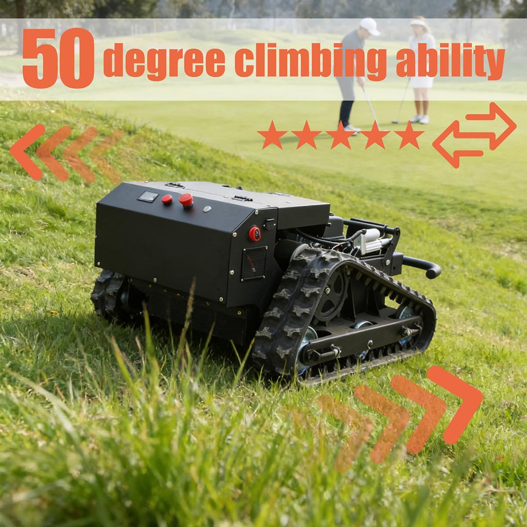 Remote Control Robot Lawn Mower 9.5 Horsepower, All Terrain Tracked Lawn Mower 50 ° Climbing, Remote Control