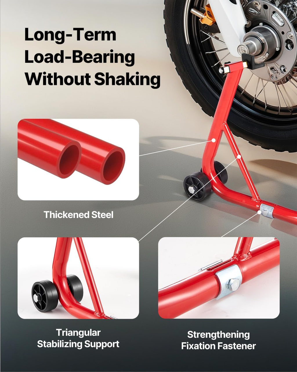 Motorcycle Rear Wheel Stand, 850 LBS Load Capacity Heavy Duty Rear Wheel Stand with U + L Fork Swingarm Spool