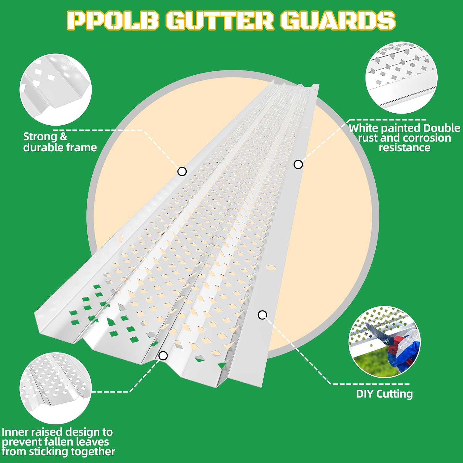 Gutter Guards 5 Inch, Aluminum Leaf Filter Rain Gutter Covers with Screws Included, 16 PCS 54FT DIY Gutter Protection