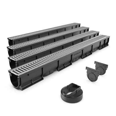 Vodaland - 3 Inch Easy 1 Premium Trench Drain Channel - Galvanized Stamped Steel Grating (4)