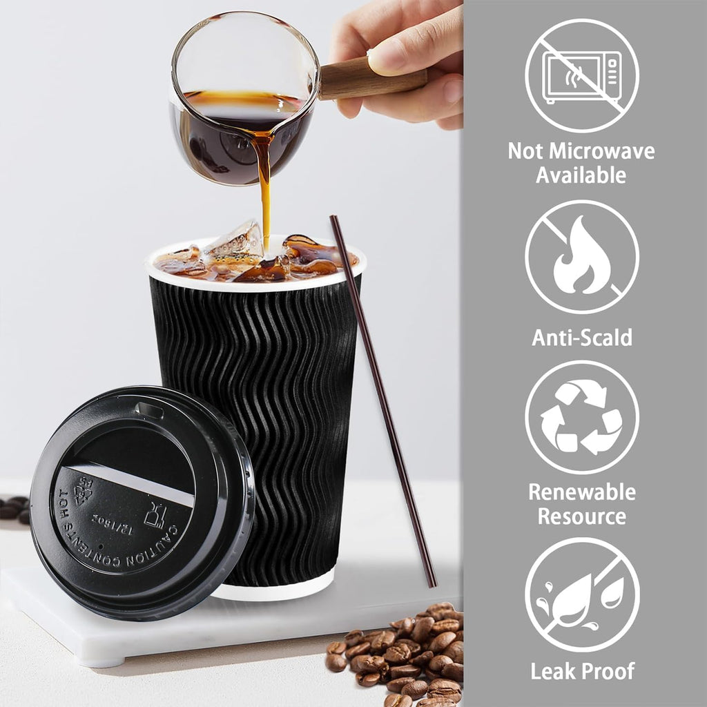 50 Pack 16 oz Coffee Cups with Lids, Disposable To Go Paper Cups