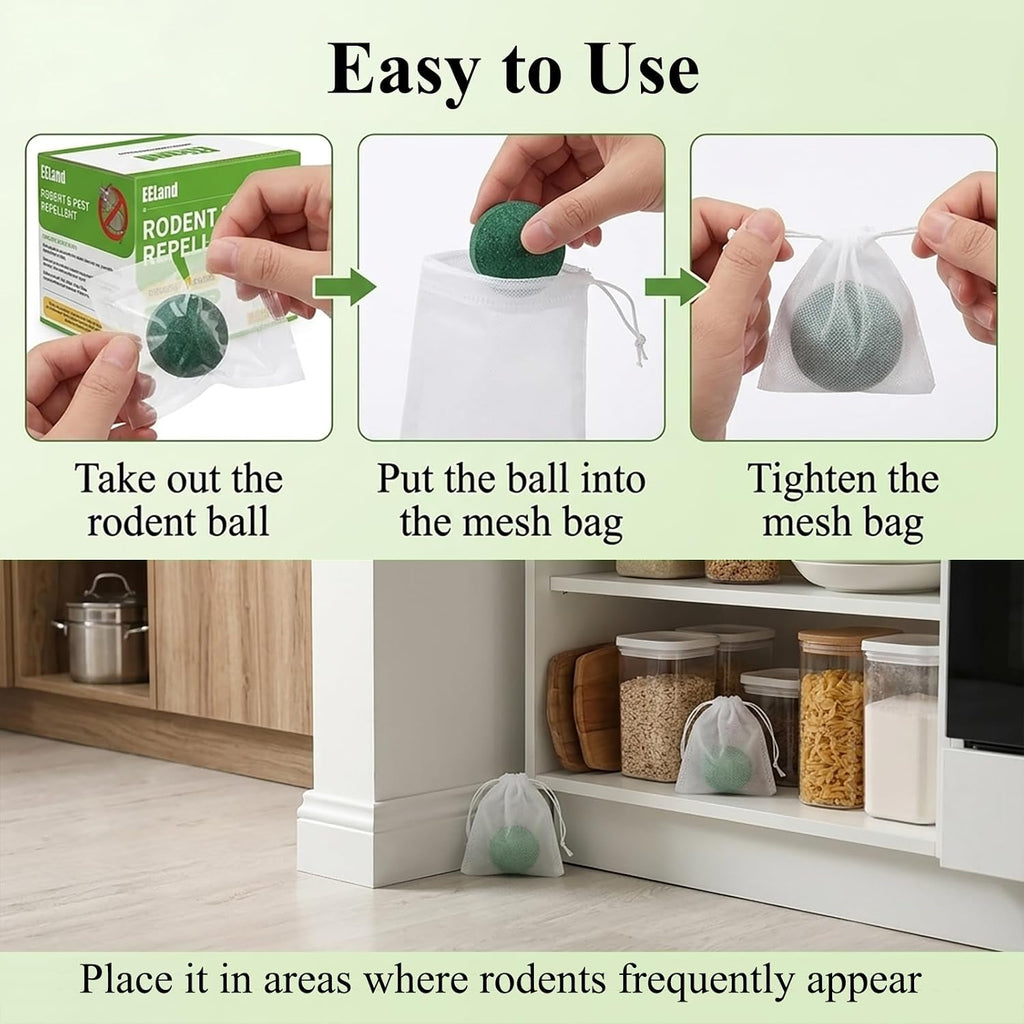 Mouse Rodent Repellent, Repellent Rodent Repellent Balls for Mouse Squirrel Rats Spider Roach Ant, Family & Pet-Safe