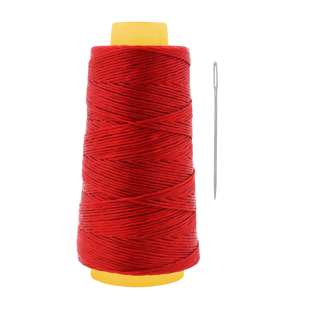 1mm Red Waxed Twine for Rope Whipping with Needle, 164 YDs