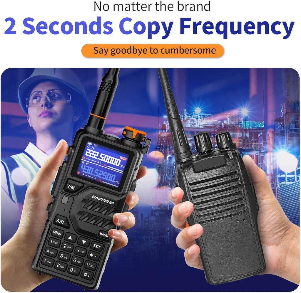 K5PLUS Tri-Band Ham Radio Long Range Walkie Talkies High Power Two-Way Radio with One Touch Frequency Finder Button
