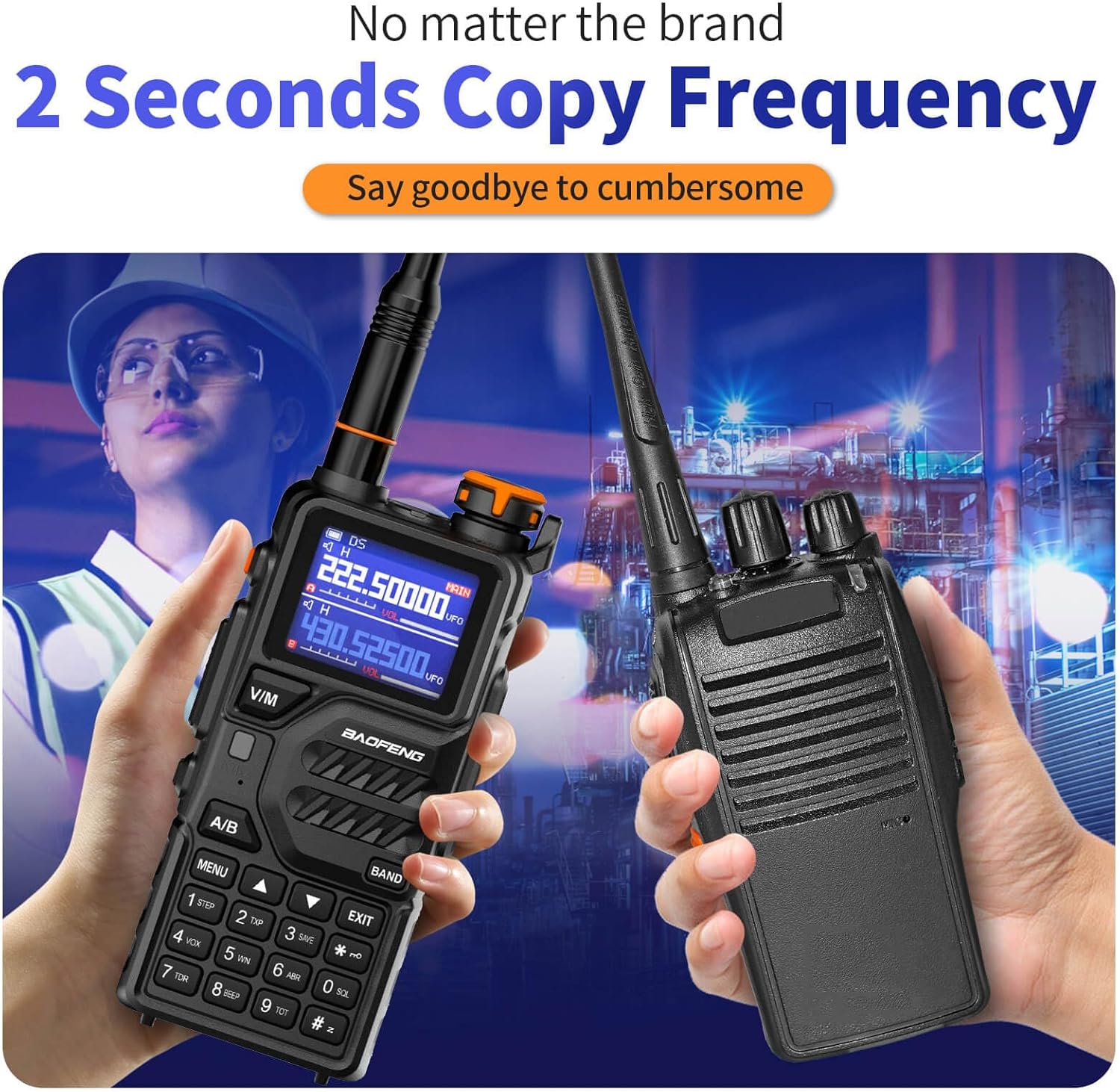 K5PLUS Tri-Band Ham Radio Long Range Walkie Talkies High Power Two-Way Radio with One Touch Frequency Finder Button
