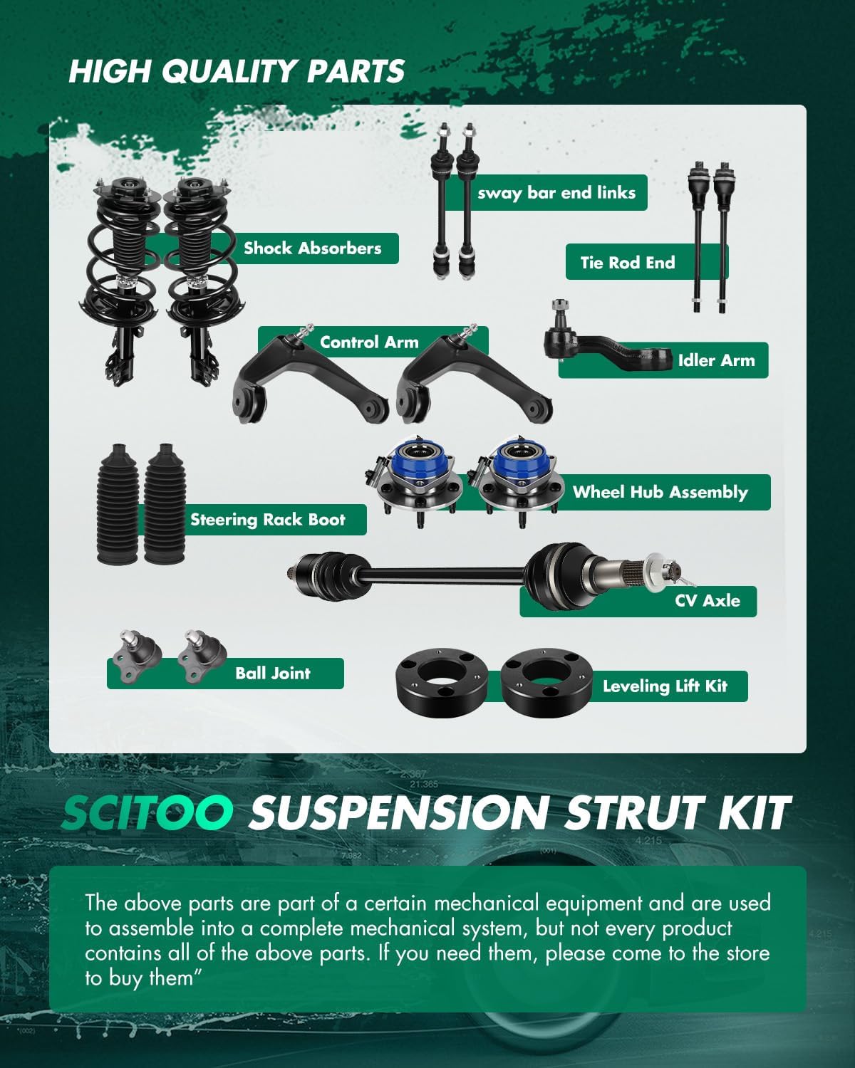 SCITOO Suspension Strut Shock for 2012 2013 2014 2015 2016 for Honda CR-V Rear Complete Strut Assembly,Stabilizer Bar Link -4pcs