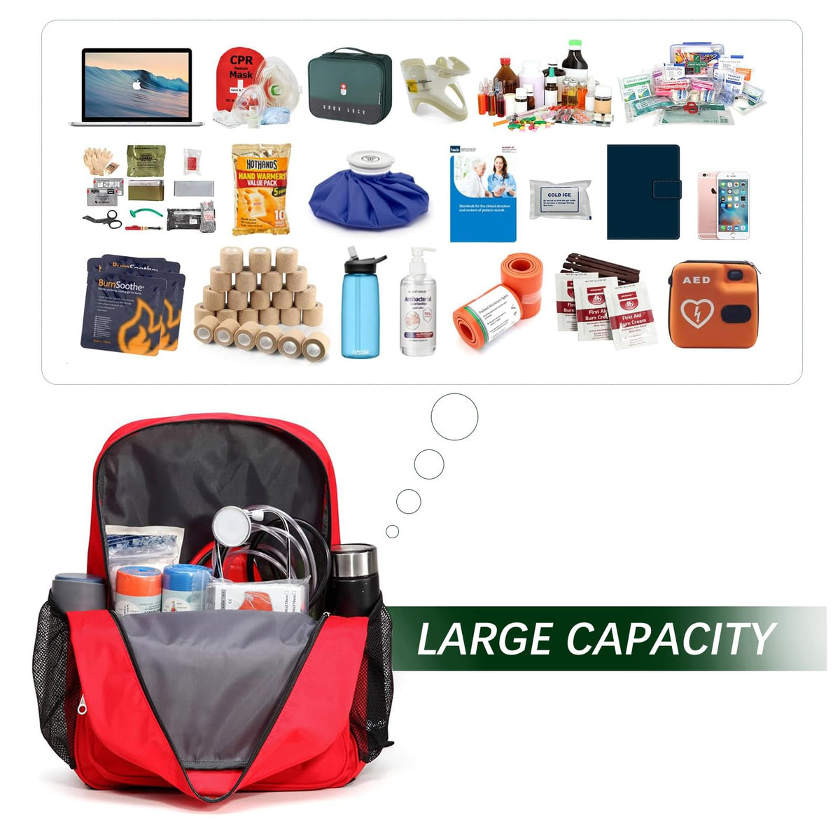 Empty Durable First Aid Backpack for Workplace & Outdoors 1PC