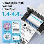 Shipping Thermal Label Printer, 4x6 Portable Label Printer, White