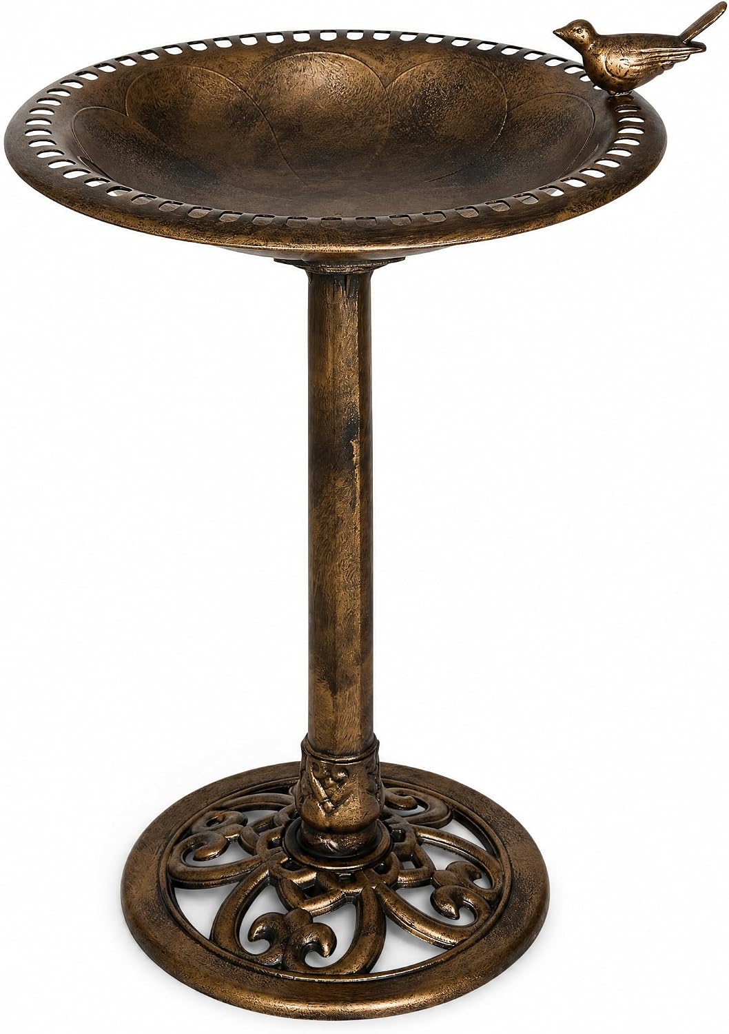 Backyard Expressions Bird Bath for Outside, 30 in Pedestal Birdbath, Bronze