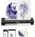 New Tattoo Stencil Printer - Fits A4-A8 Width Thermal Paper, Portable Wireless Bluetooth Thermal Tattoo Kit, Includes