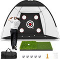Golf Net: 10x7ft Golf Practice Net for Backyard Chipping Driving with Dual-Turf Golf Hitting Mat, All-in-1 Outdoor