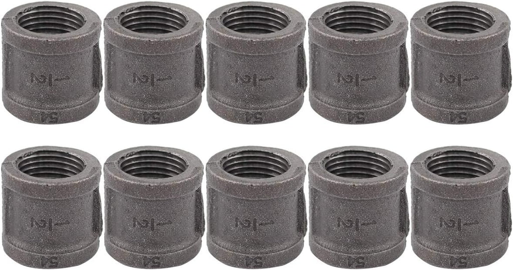 10 Pack Black Malleable Iron Cast Pipe Fitting 1/2" Inch Coupling