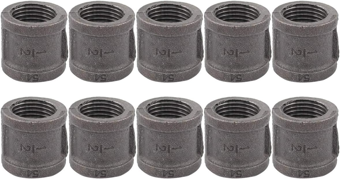 10 Pack Black Malleable Iron Cast Pipe Fitting 1/2" Inch Coupling