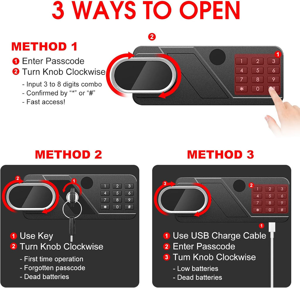 5.1 Cuft Large Home Safe Fireproof Waterproof, Anti-Theft Fireproof Safe Box with Programmable Keypad, Spare Keys and