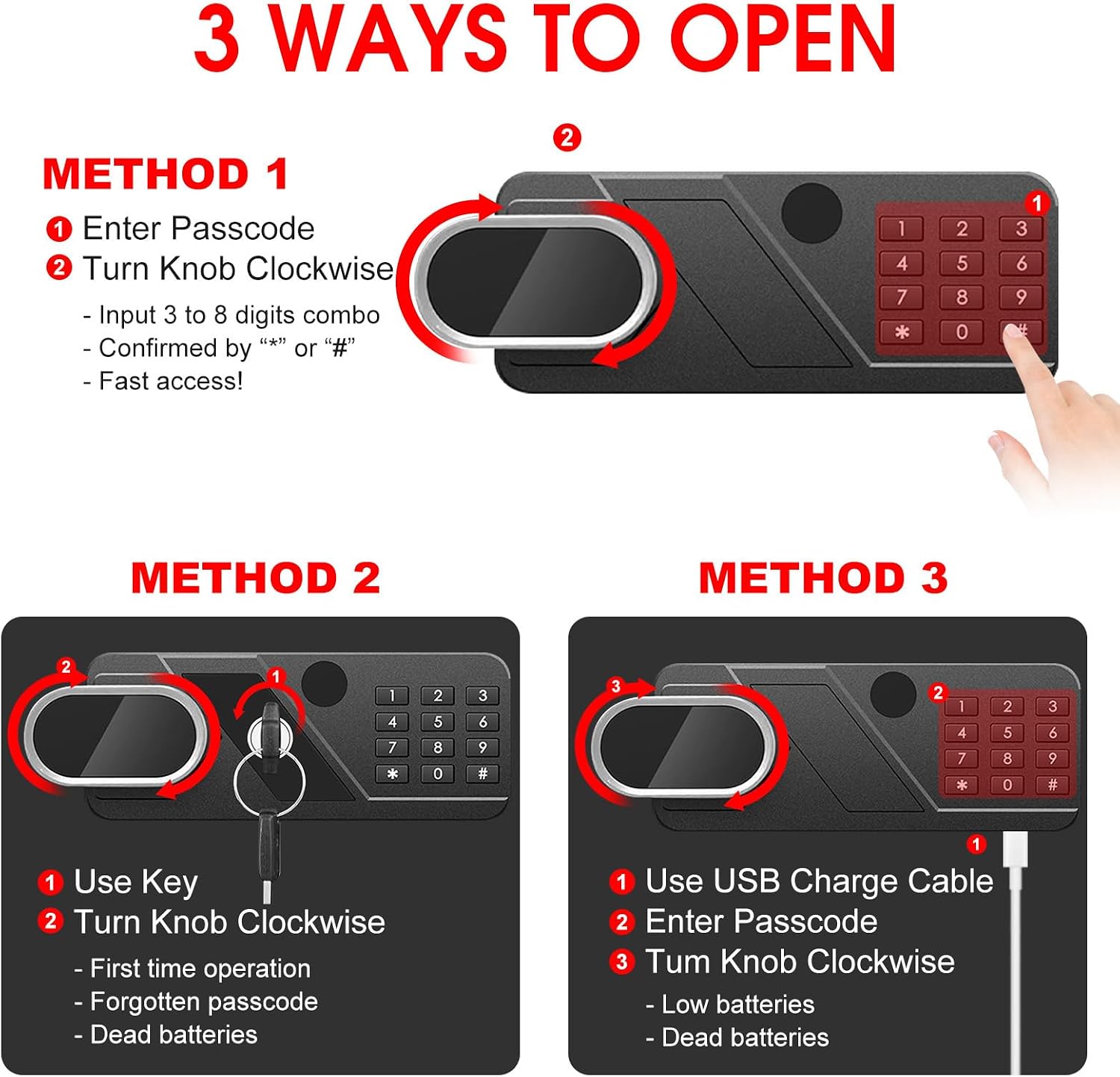 5.1 Cuft Large Home Safe Fireproof Waterproof, Anti-Theft Fireproof Safe Box with Programmable Keypad, Spare Keys and