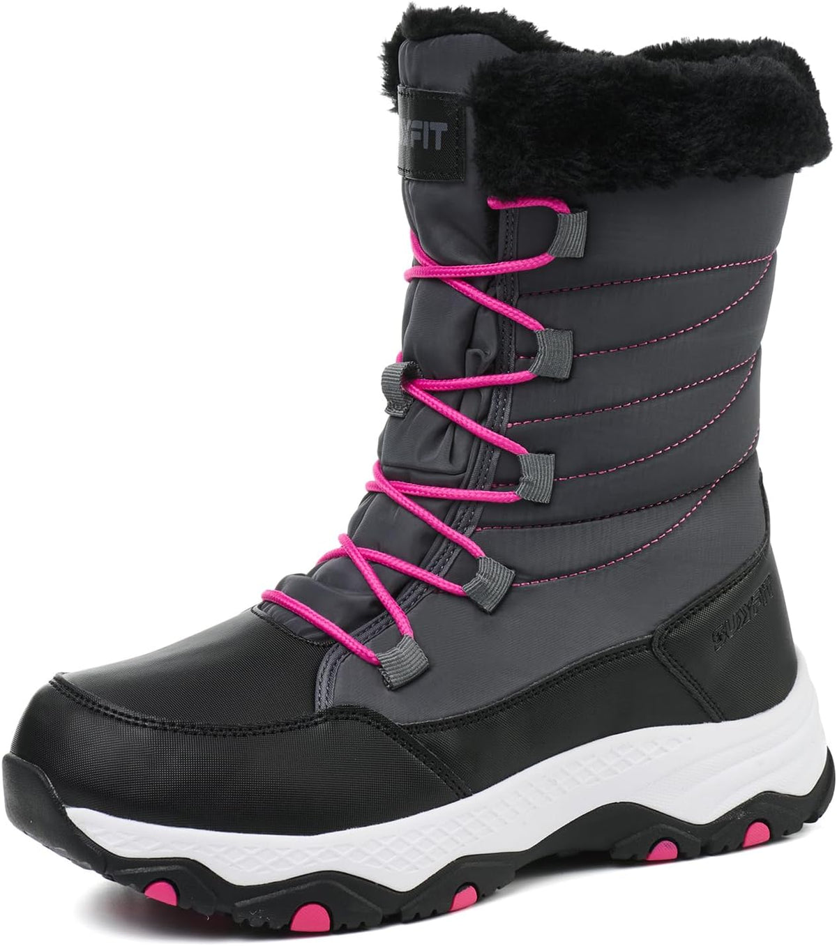 Snow Boots for Women Waterproof Mid-Calf Booties Winter Hiking Boot Durable Warm Fur Lined Boot Non-Slip Warm