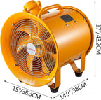 VEVOR Explosion Proof Fan 12 Inch, 550W, Industrial Portable Ventilator Blower/Exhaust with 9.8ft Light Cord -No Plug