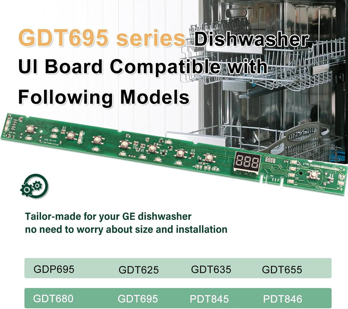 Dishwasher UI Board Compatible with GE GDT695 Series GDT695SGJ4WW