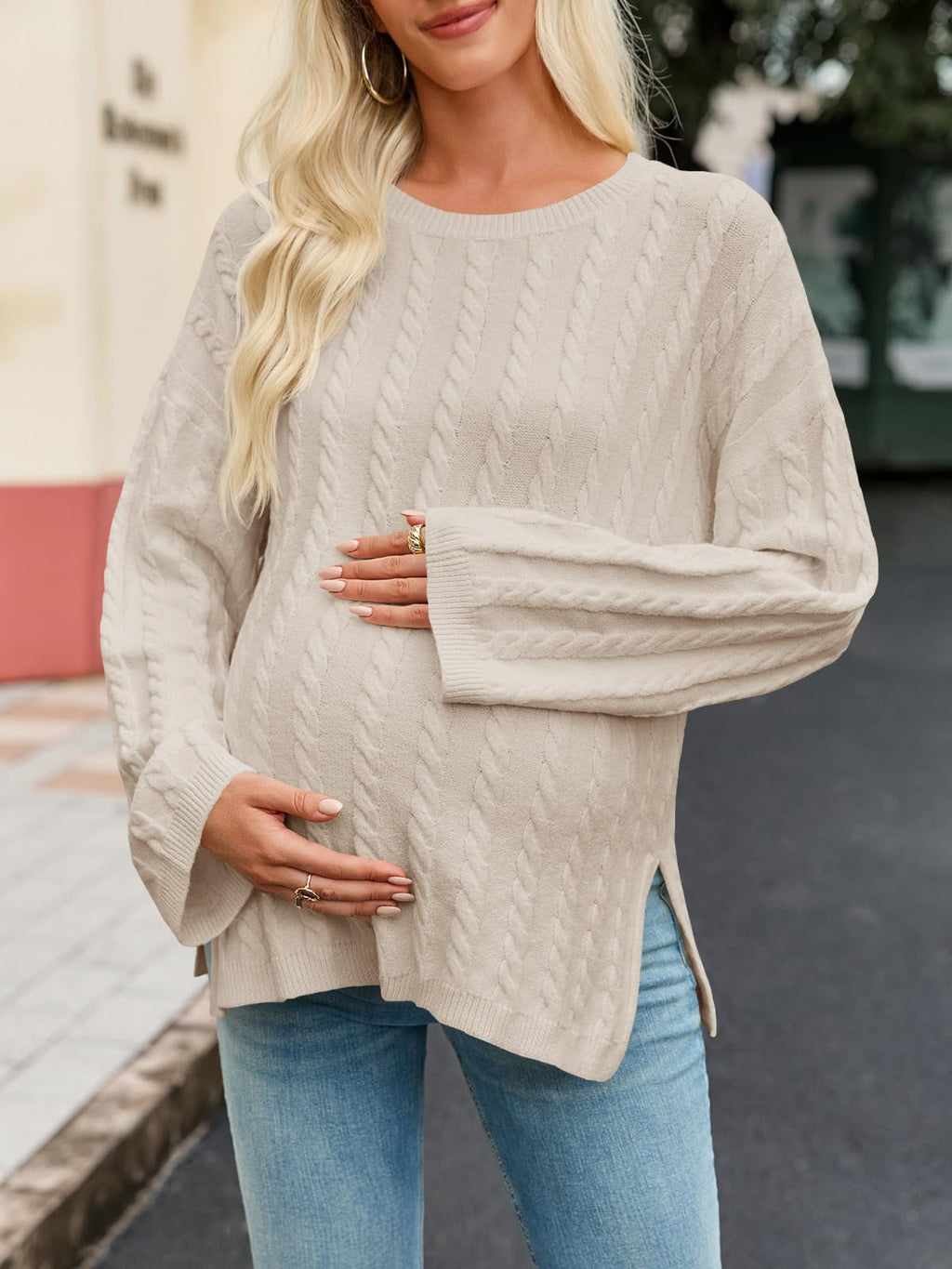 Womens Maternity Sweater Tops Apricot