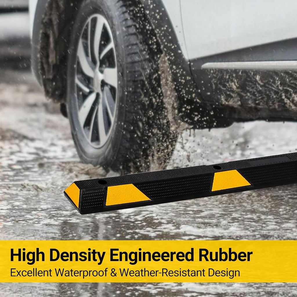 2-Pack Rubber Parking Curb, 72 Inch Heavy Duty Parking Stoppers, 55000 LBS Capacity Parking Bumpers, Garage Wheel