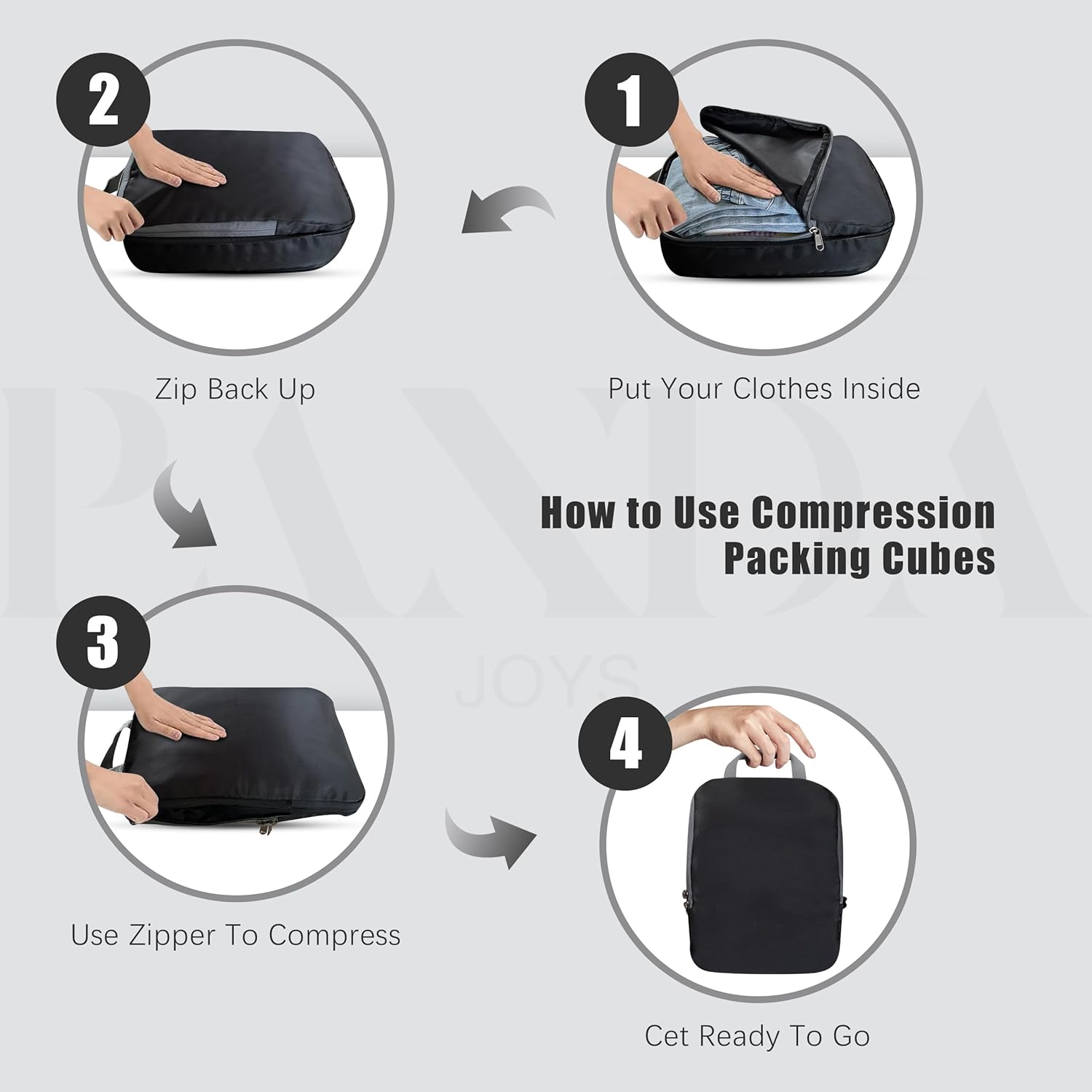 4 Set Compression Packing Cubes Travel - Travel Accessories Expandable Packing Organizers for Carry On - Essentials
