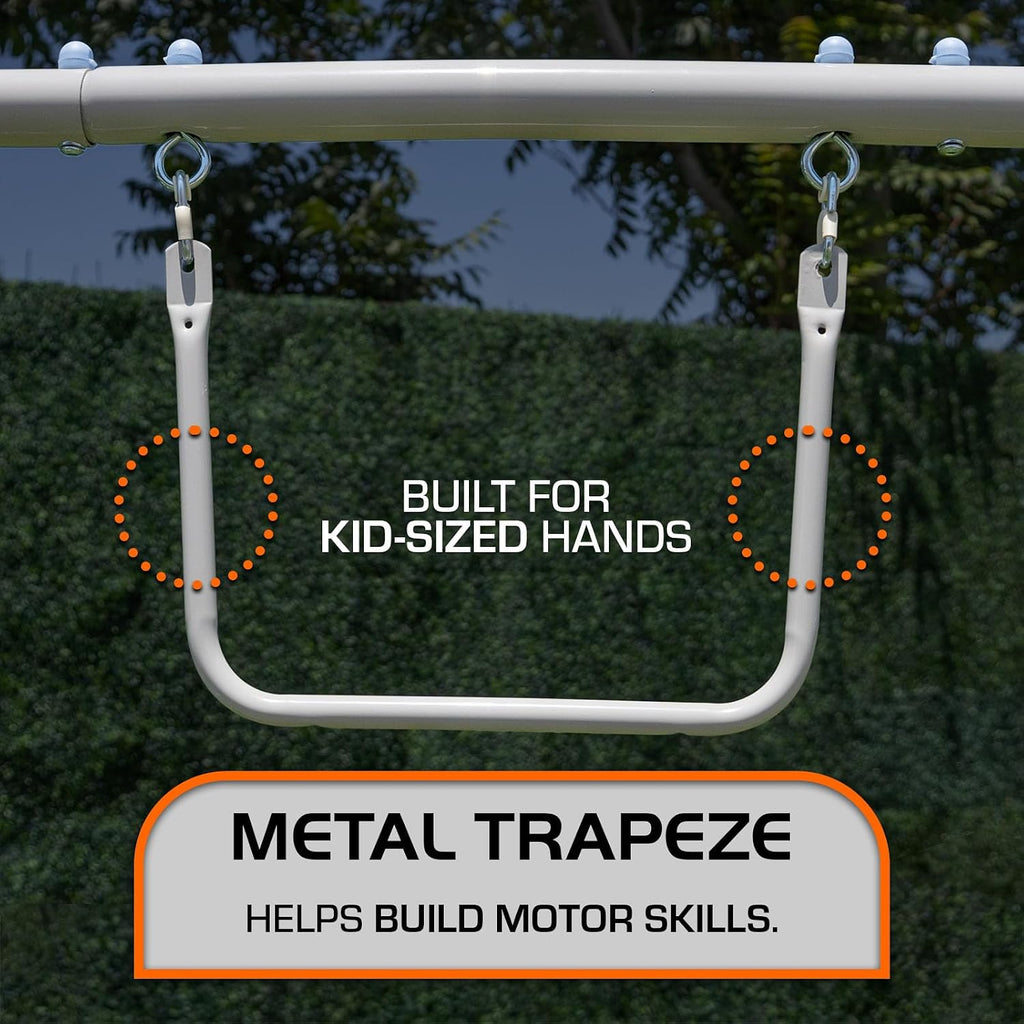 The Swing Company 600LBS Yonkers Metal Swing Set, Outdoor Backyard Playset Kids Aged 3-8 with 2 Swings, Glide Ride