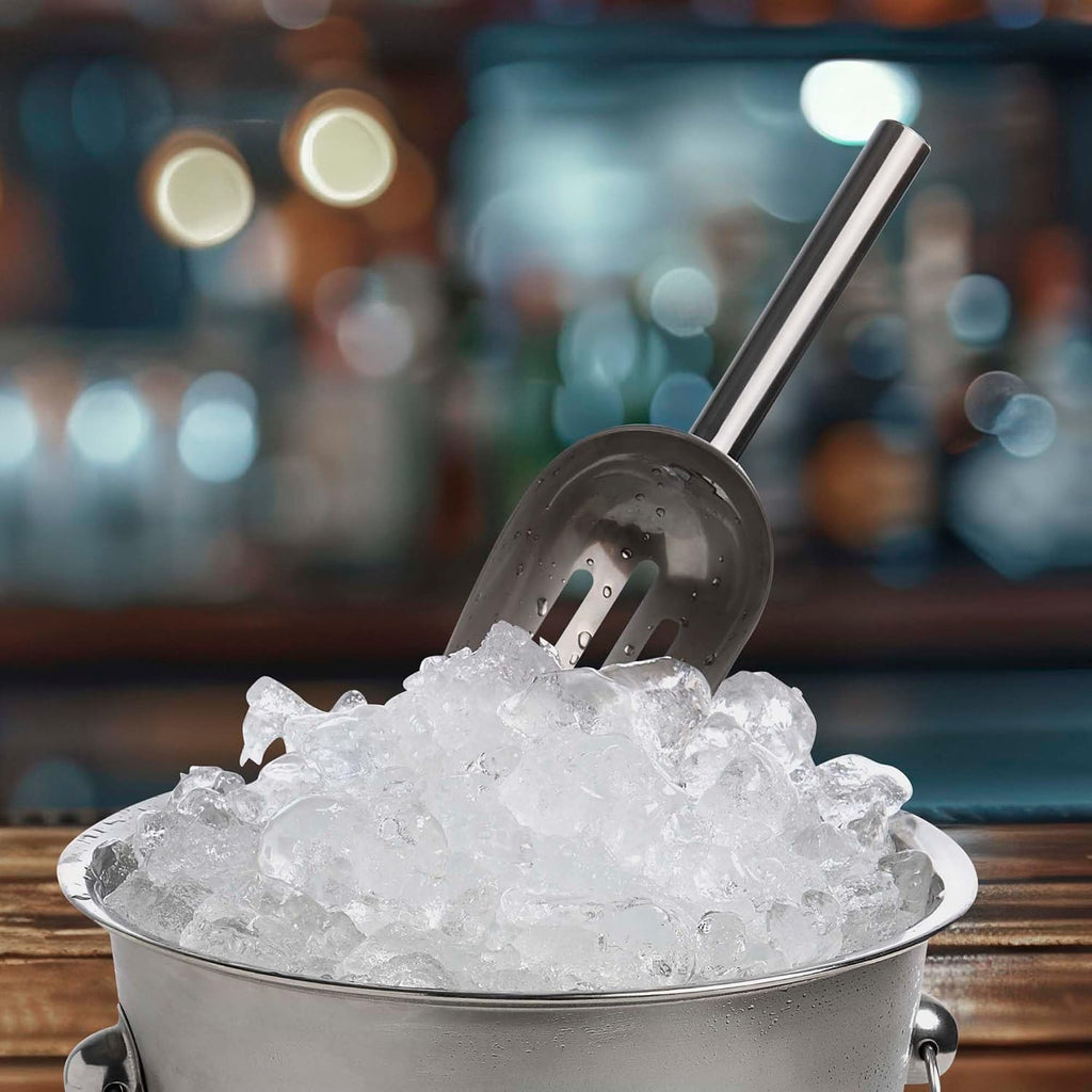 Bar Slotted Ice Scoop, 18/8 Stainless Steel, 8.75-Inch