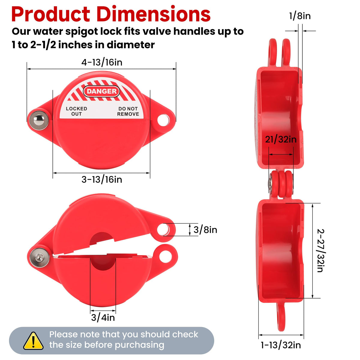 Gate Valve Lockout with Safety Padlock, Hose Bib Lock 2 Pack