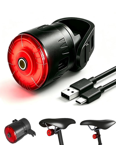 Bike Tail Lights USB-C Rechargeable,LED Bicycle Rear Light in 6 Modes