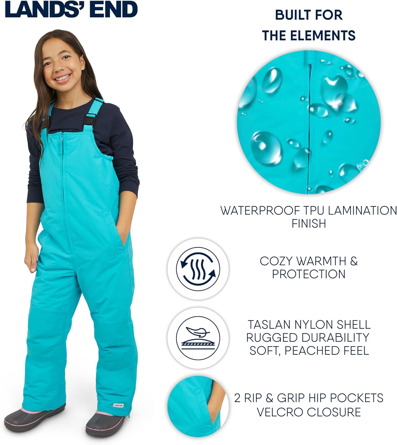 Unisex Kids Squall Waterproof Adjustable Insulated Iron Knee Snow Bib Overalls
